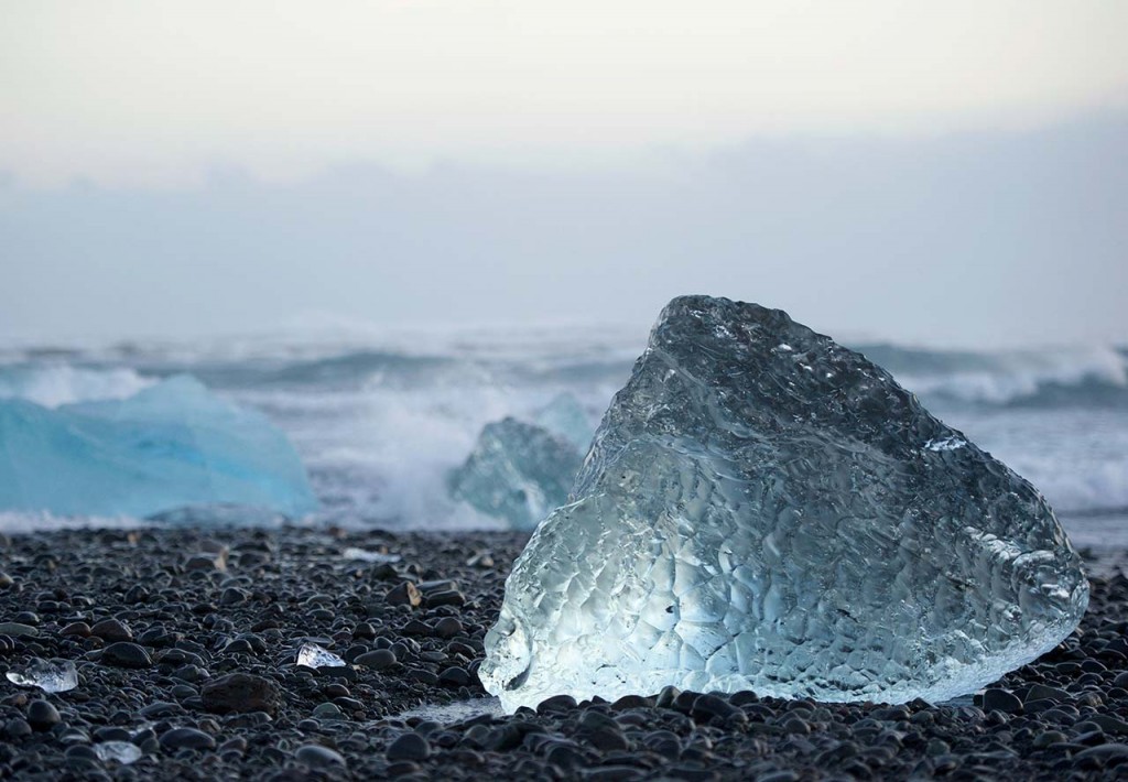Jökulsárlón Glacier Lagoon is also known as the 'Diamond Beach' on Iceland's South coast, for its ice that washes up on its volcanic sand beaches.