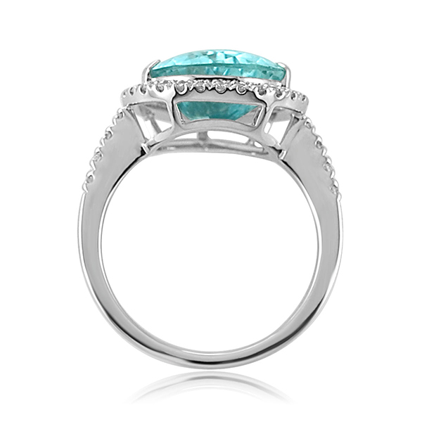 Pear shaped Aquamarine and Diamond Halo Ring