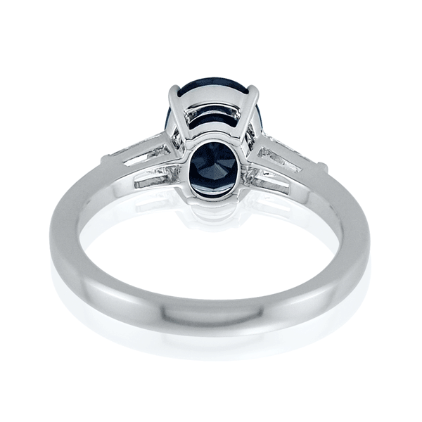 Sapphire Oval with Tapered Diamond Baguettes Ring