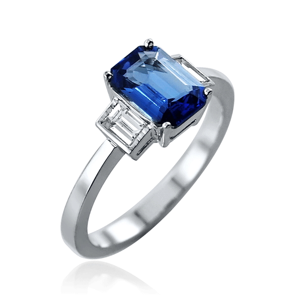 Simon G. Oval Cut Blue Sapphire Baguette Halo Diamond Engagement Ring – Ben  Garelick