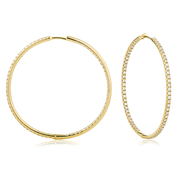 Large diamond hoop clearance earrings yellow gold