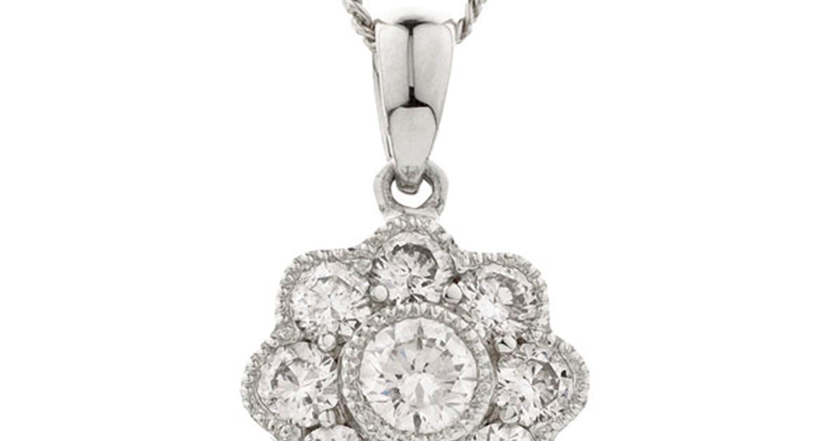 Diamond Flower Rubover Set Pendant Necklace