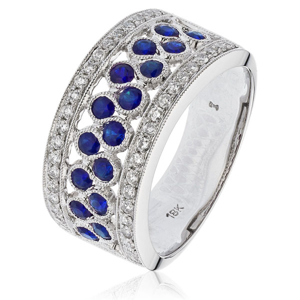 Sapphire and Diamond Wideset Dress Ring