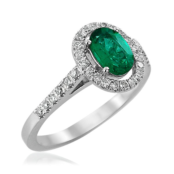 Yellow Gold Emerald Oval Ring with Diamonds | Local Eclectic – local  eclectic