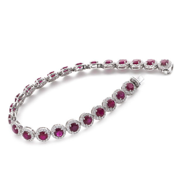 Princess cut With Round Halo Diamond Tennis Bracelet | Temple & Grace AU