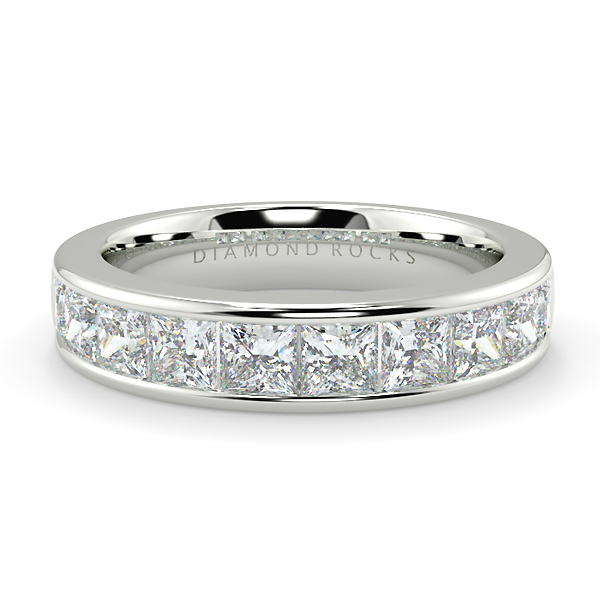 4.25mm Princess Cut Channel Set Half Eternity Ring