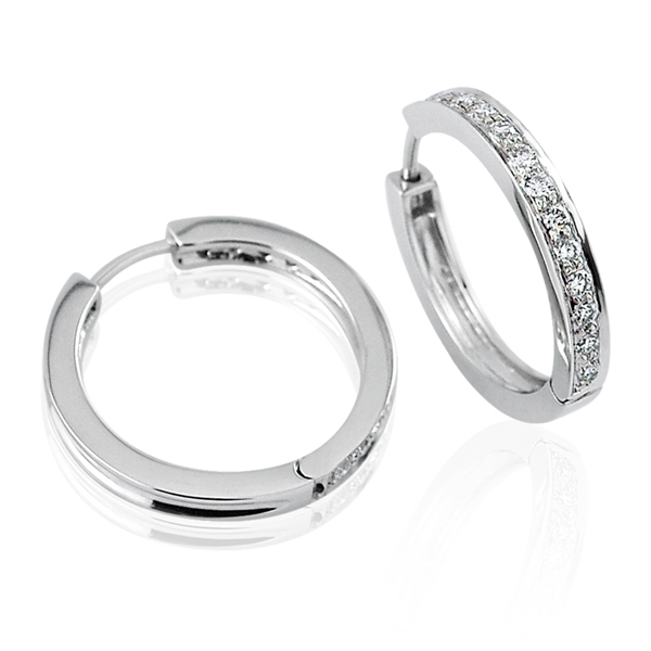 Diamond Grain Set Hoop Earrings