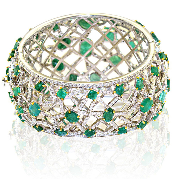 Emerald and Diamond Scatter Bangle