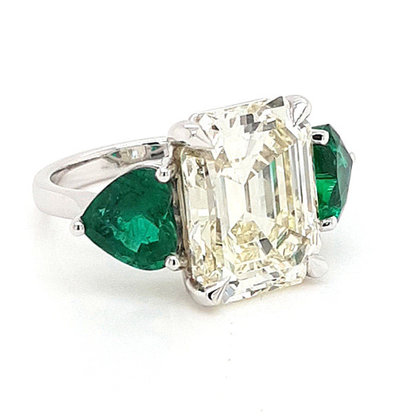 Diamond and Emerald Trilogy Ring