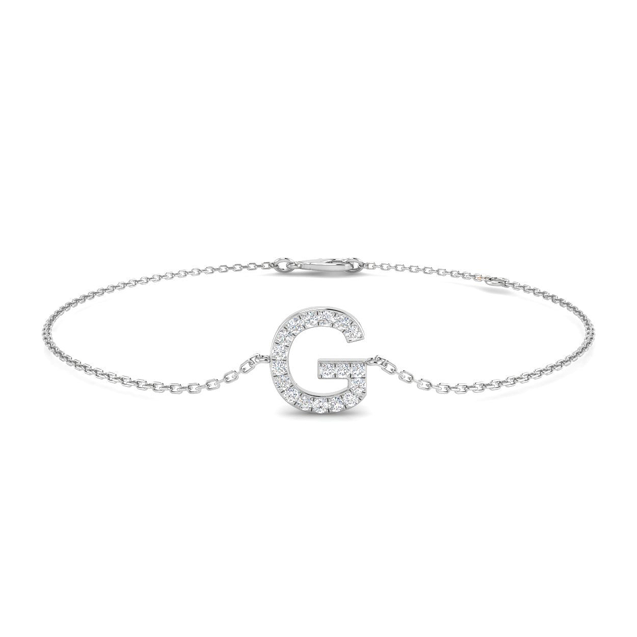 Letter G Initial Diamond Chain Bracelet