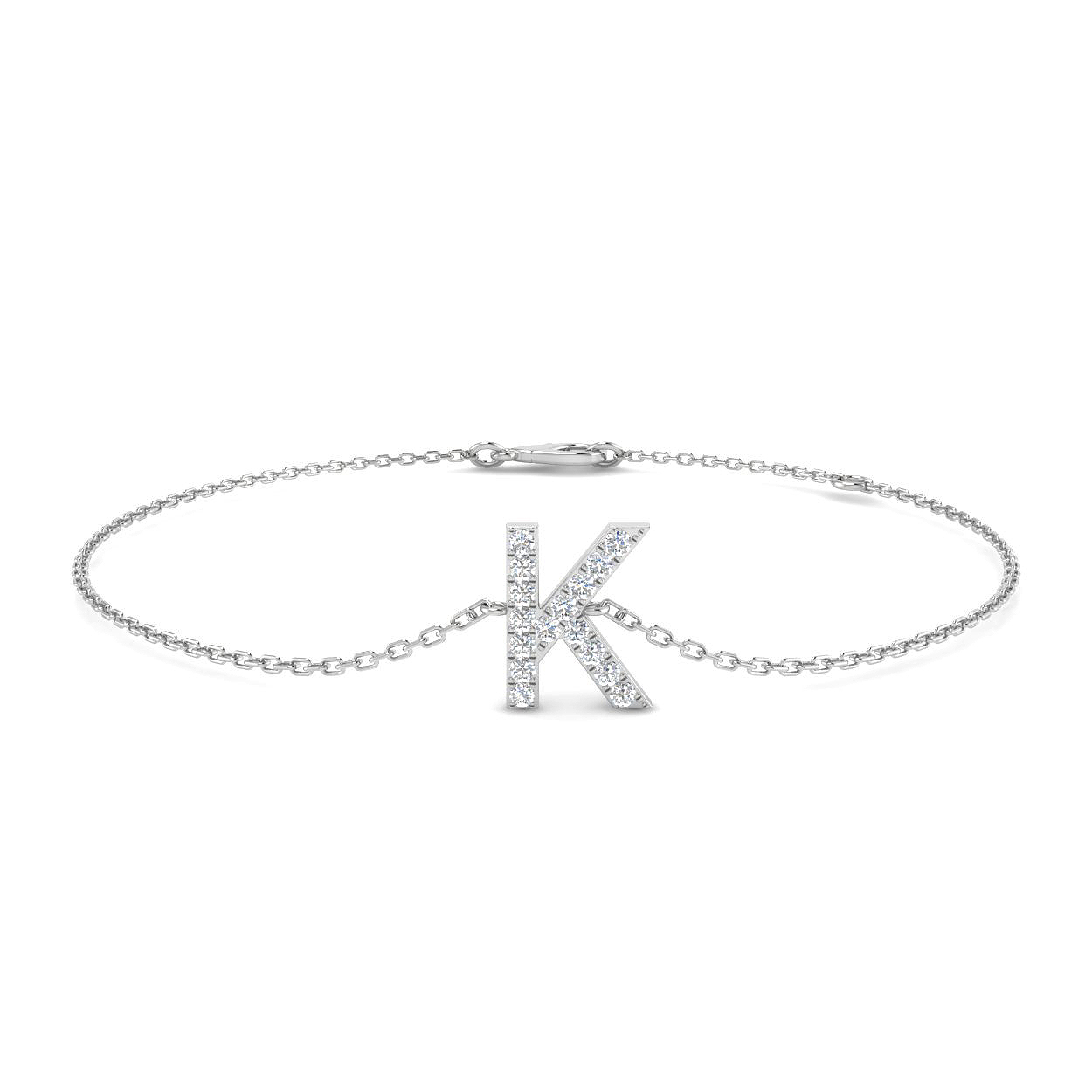 SILVER DAINTY INITIAL K BRACELET main image 1