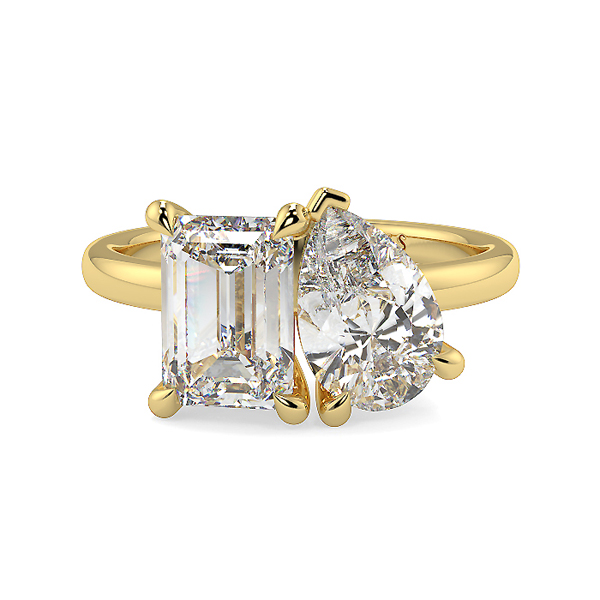 Emerald & Pear Toi Et Moi Lab Grown Diamond Ring