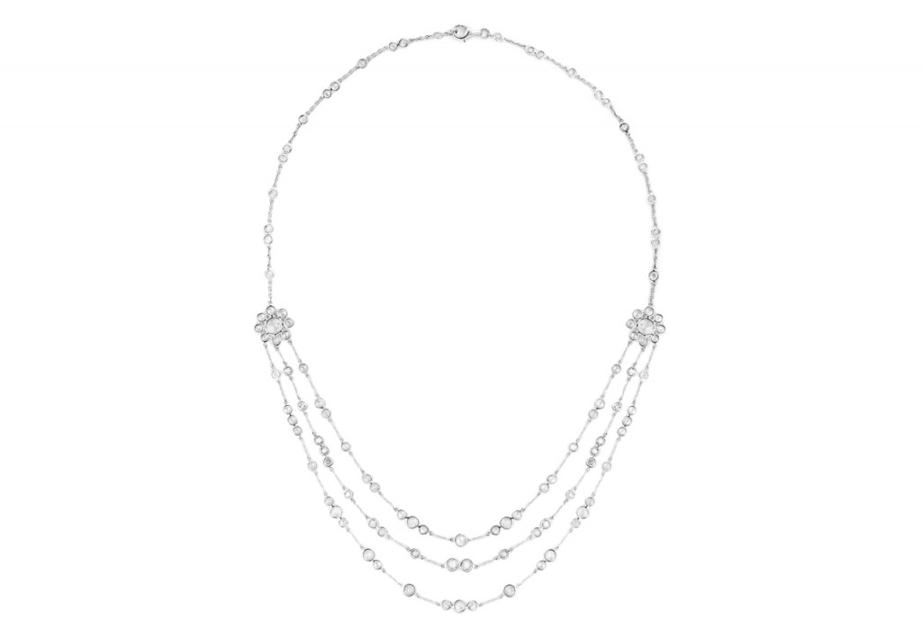 4.72Cts Brilliant Diamond Spectacle Set Necklace In 18K White Gold