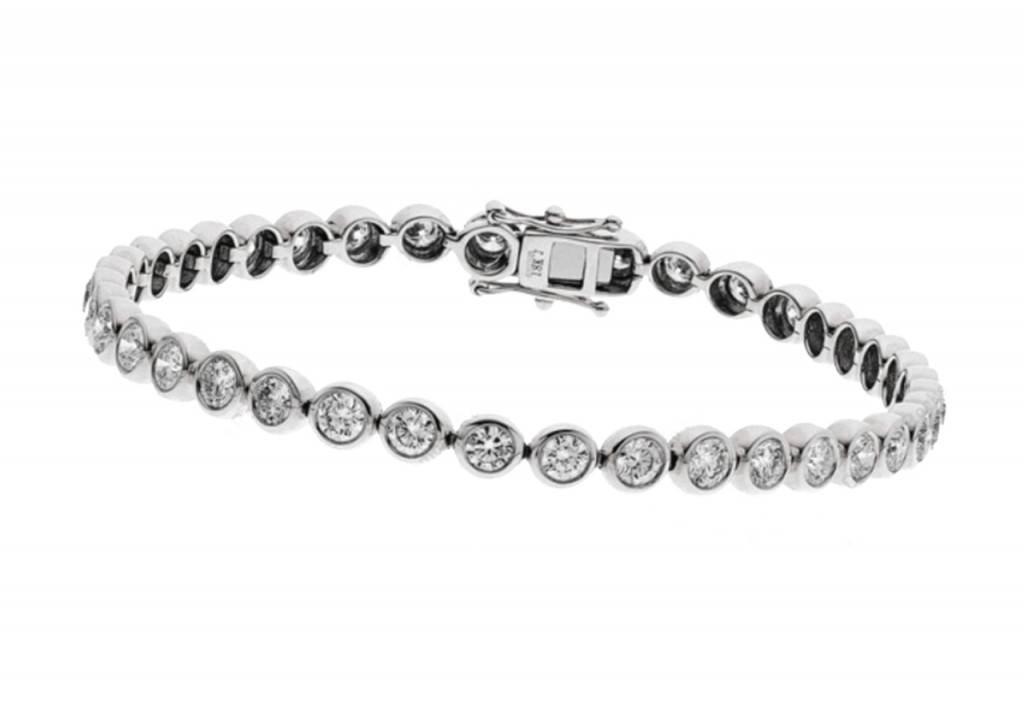 1.00Ct Rub Over Set Tennis Bracelet with Diamonds in 9K White Gold