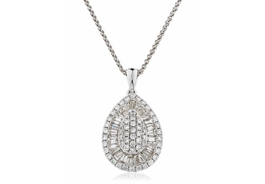 one carat diamond pendant in 18K White Gold