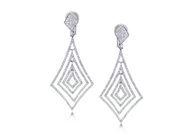 2.40 carat diamond drop earrings in 18K white gold