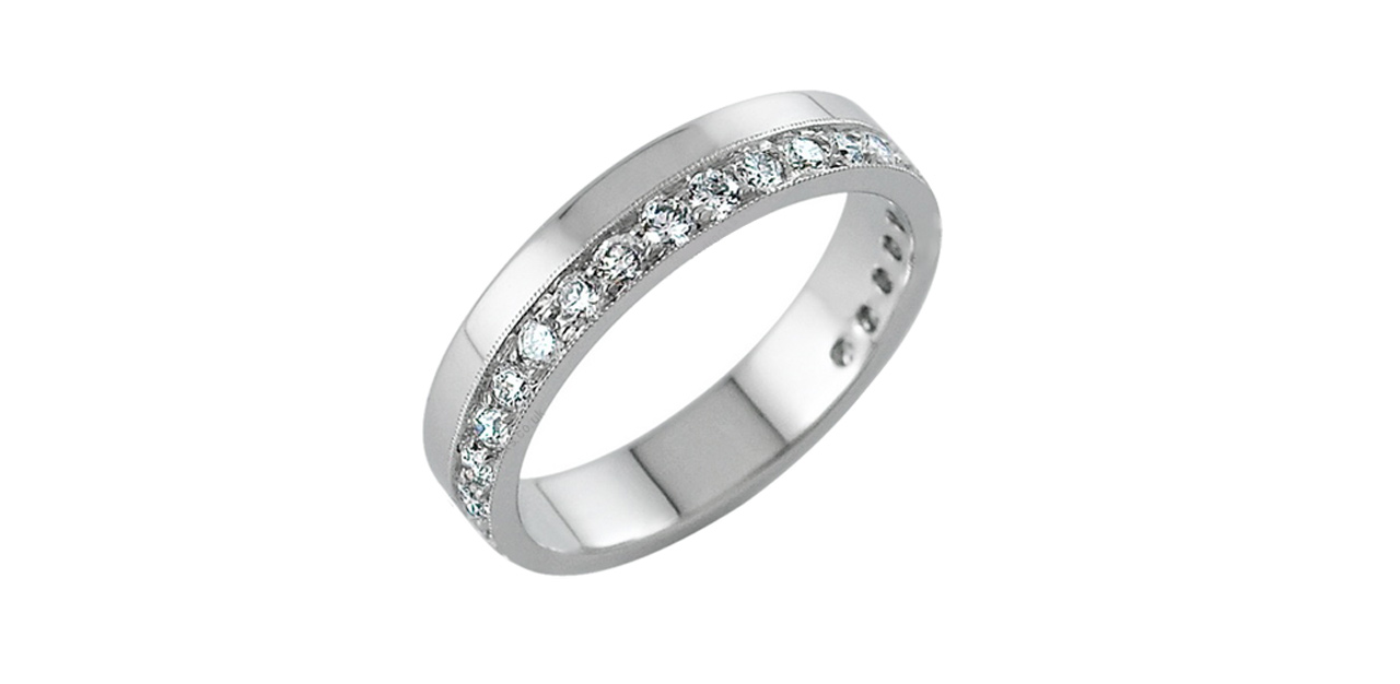 Pavé-set diamond half eternity ring in platinum